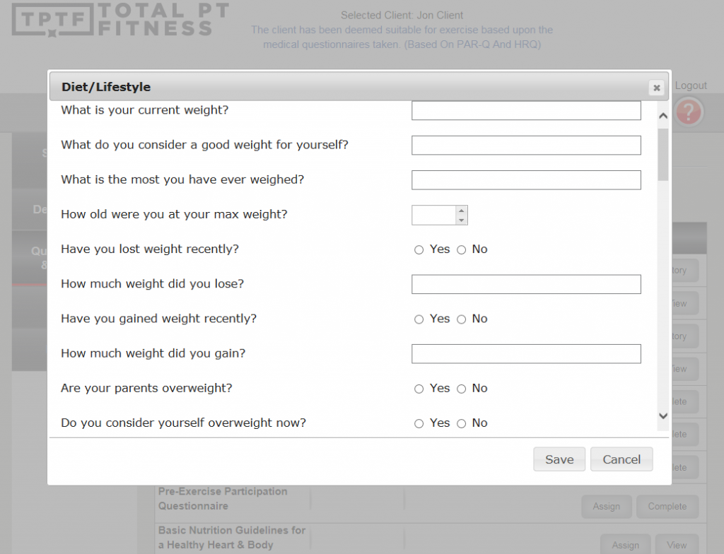 personal trainer software